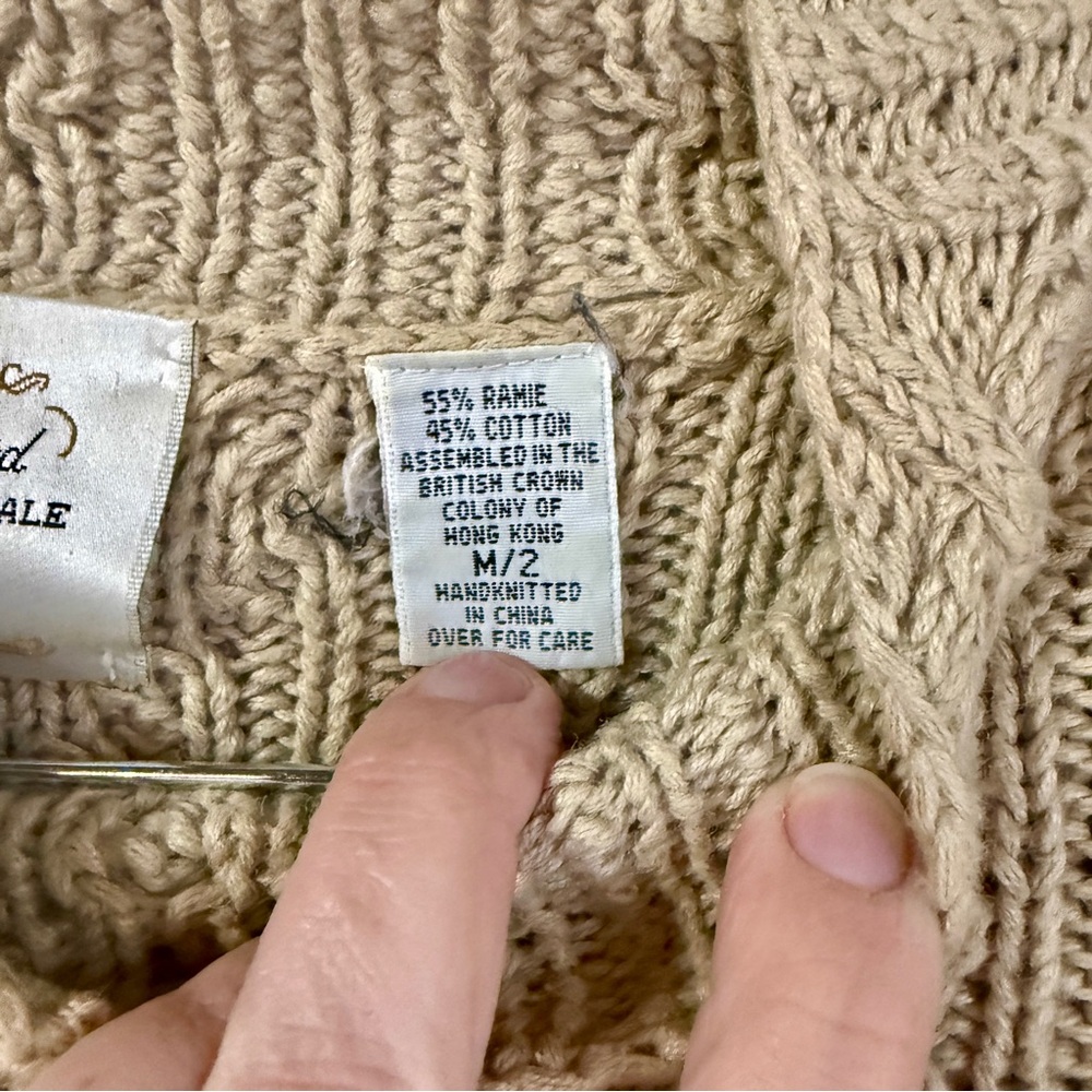 Vintage Express Cable Knit Crewneck Sweater - Beige - Picture 5 of 8